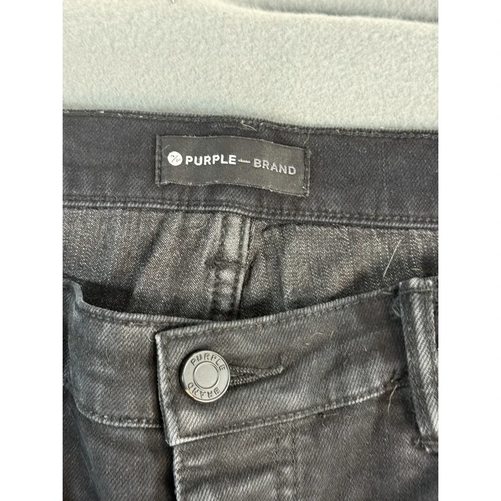 Purple Brand P001 Jeans Mens 40x33 Black Slim Skinny Distressed Denim Stretch